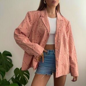 Pink Floral Lightweight Summer/Spring Blazer Jacket Boho Cottagecore Style
